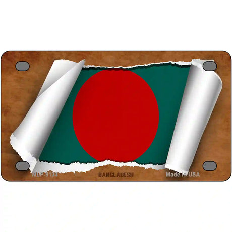 Bangladesh Flag Scroll Metal Novelty License Plate 4" x 2.2" (MLP)