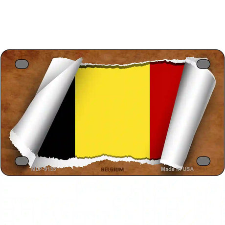 Belgium Flag Scroll Metal Novelty License Plate 4" x 2.2" (MLP)