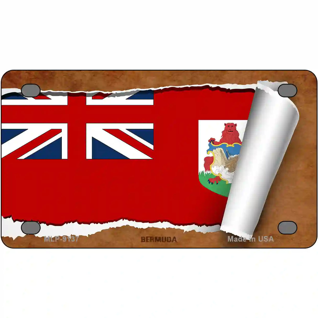 Bermuda Flag Scroll Metal Novelty License Plate 4" x 2.2" (MLP)