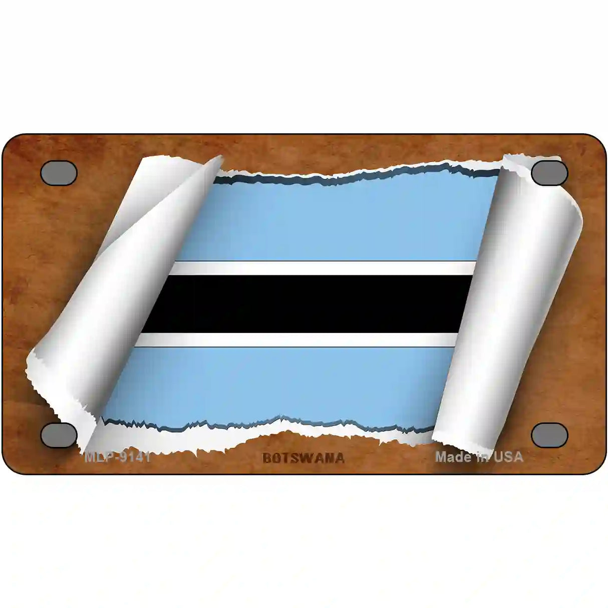 Botswana Flag Scroll Metal Novelty License Plate 4" x 2.2" (MLP)