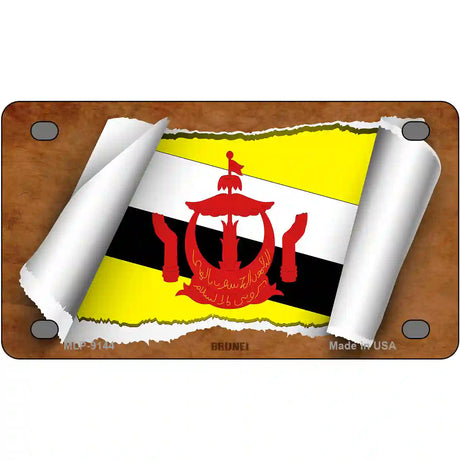 Brunei Flag Scroll Metal Novelty License Plate 4" x 2.2" (MLP)