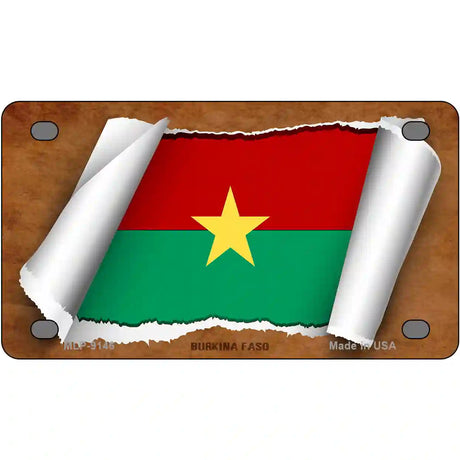 Burkina Faso Flag Scroll Metal Novelty License Plate 4" x 2.2" (MLP)