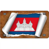 Cambodia Flag Scroll Metal Novelty License Plate 4" x 2.2" (MLP)