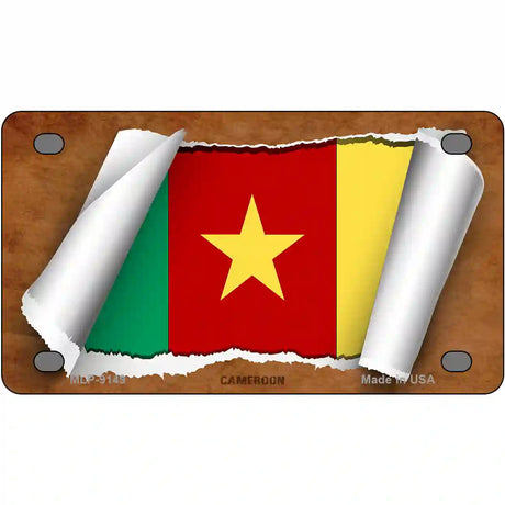 Cameroon Flag Scroll Metal Novelty License Plate 4" x 2.2" (MLP)