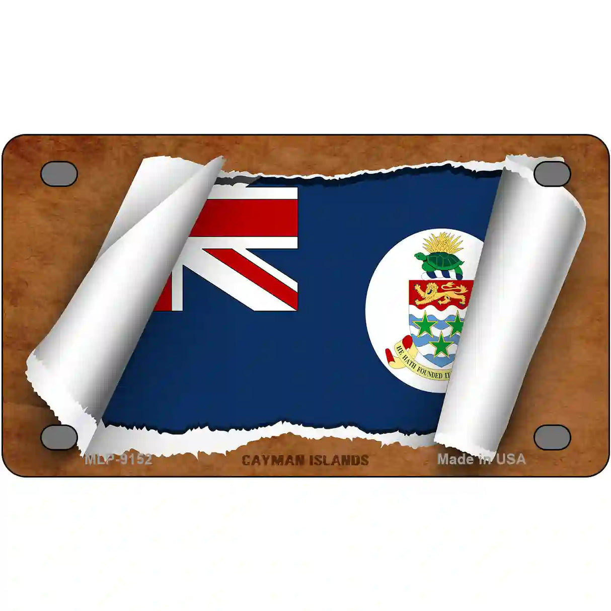 Cayman Islands Flag Scroll Metal Novelty License Plate 4" x 2.2" (MLP)