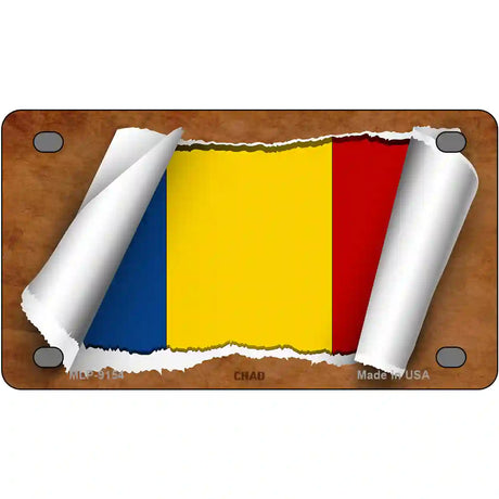 Chad Flag Scroll Metal Novelty License Plate 4" x 2.2" (MLP)