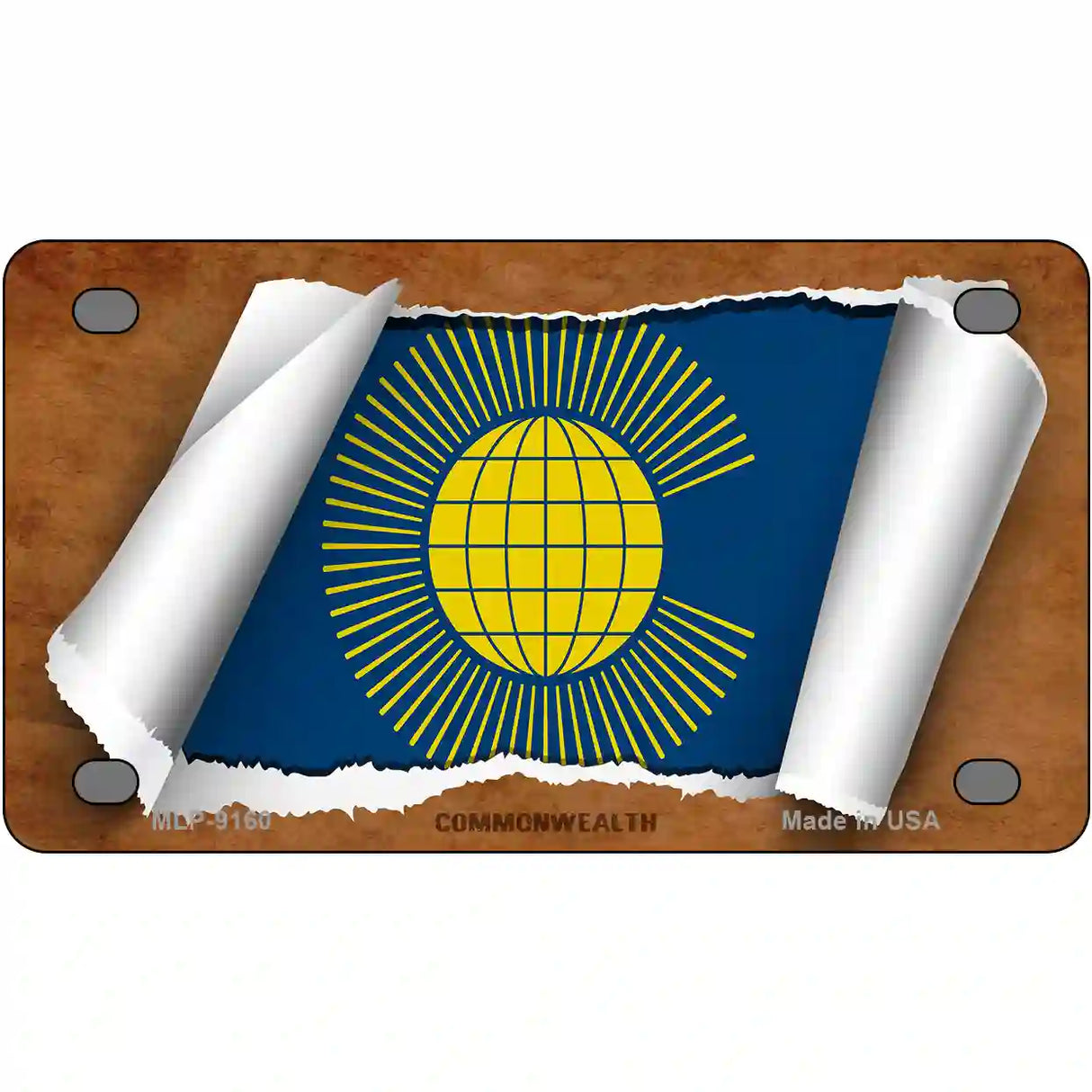 Commonwealth Flag Scroll Metal Novelty License Plate 4" x 2.2" (MLP)