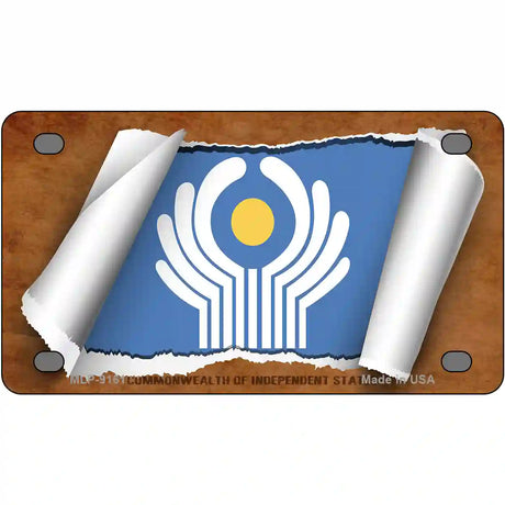 Commonwealth of Independent States Flag Scroll Metal Novelty License Plate 4" x 2.2" (MLP)