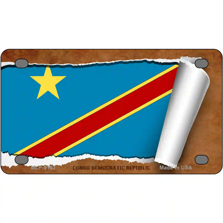 Congo Democratic Republic Flag Scroll Metal Novelty License Plate 4" x 2.2" (MLP)