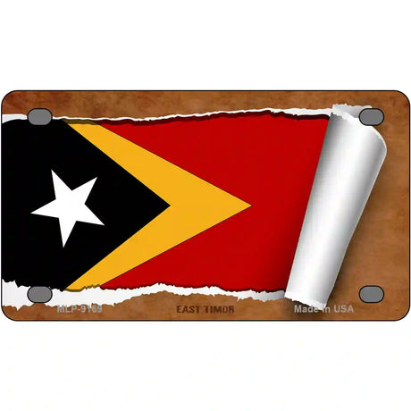 East Timor Flag Scroll Metal Novelty License Plate 4" x 2.2" (MLP)