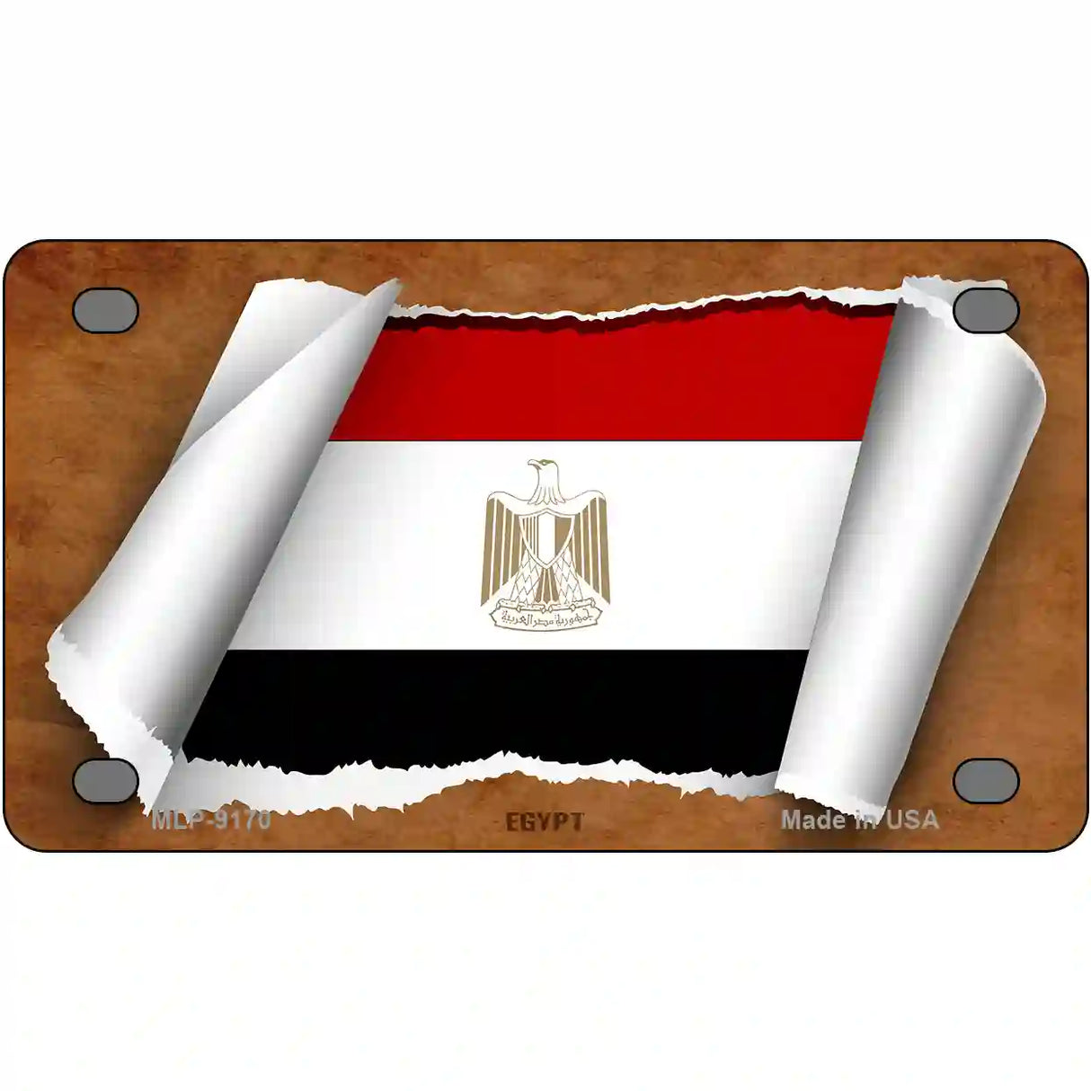 Egypt Flag Scroll Metal Novelty License Plate 4" x 2.2" (MLP)