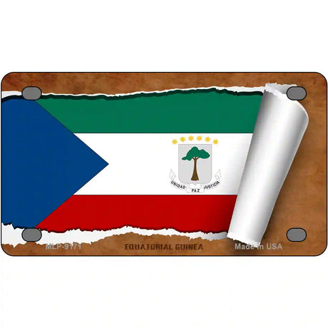 Equatorial Guinea Flag Scroll Metal Novelty License Plate 4" x 2.2" (MLP)