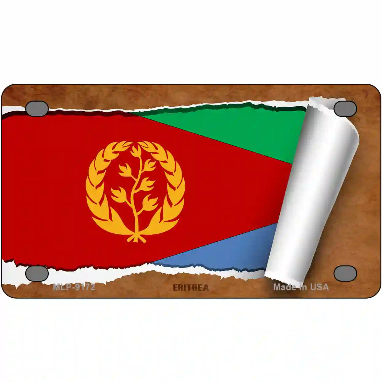 Eritrea Flag Scroll Metal Novelty License Plate 4" x 2.2" (MLP)