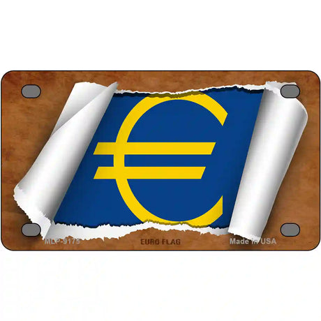 Euro Flag Scroll Metal Novelty License Plate 4" x 2.2" (MLP)