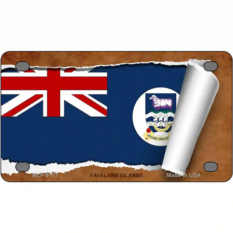 Falkland Islands Flag Scroll Metal Novelty License Plate 4" x 2.2" (MLP)