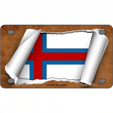 Faroe Islands Flag Scroll Metal Novelty License Plate 4" x 2.2" (MLP)