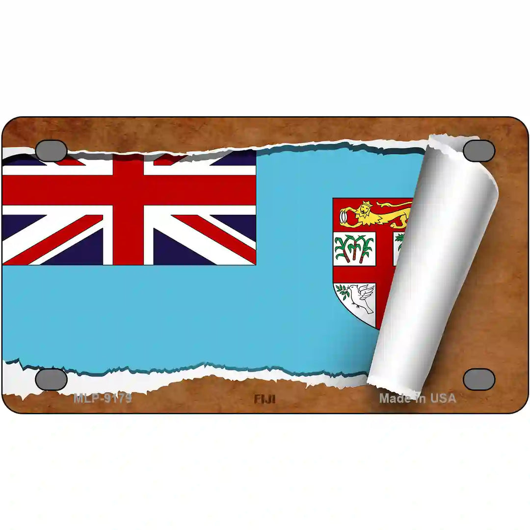 Fiji Flag Scroll Metal Novelty License Plate 4" x 2.2" (MLP)