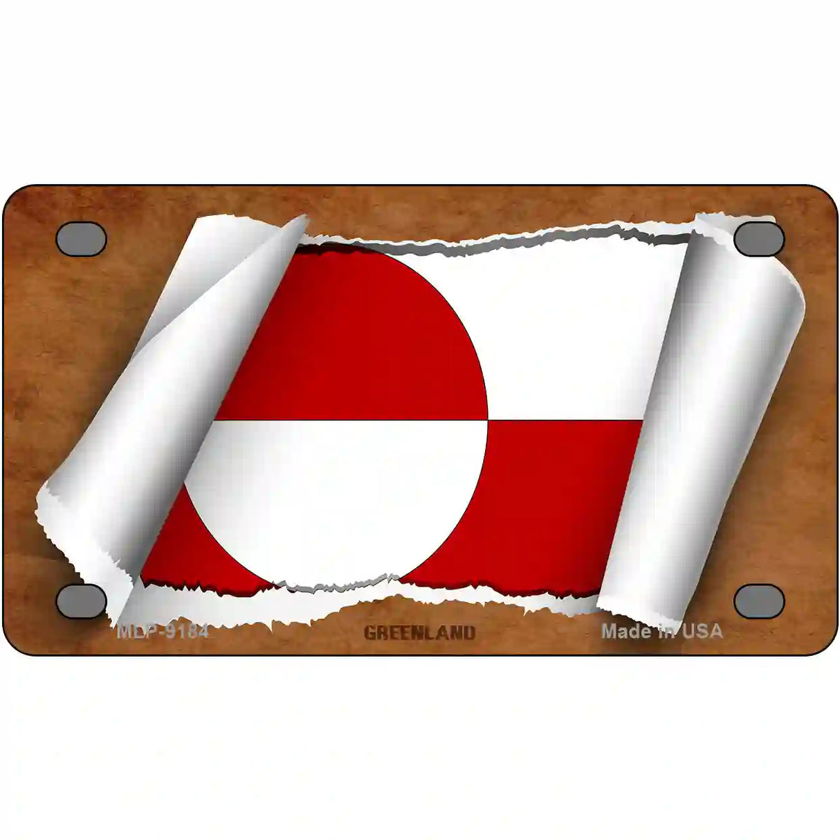 Greenland Flag Scroll Metal Novelty License Plate 4" x 2.2" (MLP)