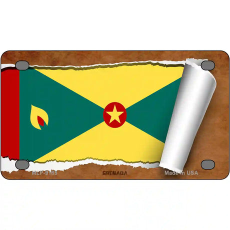 Grenada Flag Scroll Metal Novelty License Plate 4" x 2.2" (MLP)