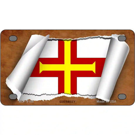 Guernsey Flag Scroll Metal Novelty License Plate 4" x 2.2" (MLP)