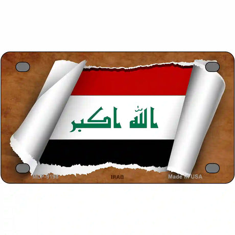 Iraq Flag Scroll Metal Novelty License Plate 4" x 2.2" (MLP)