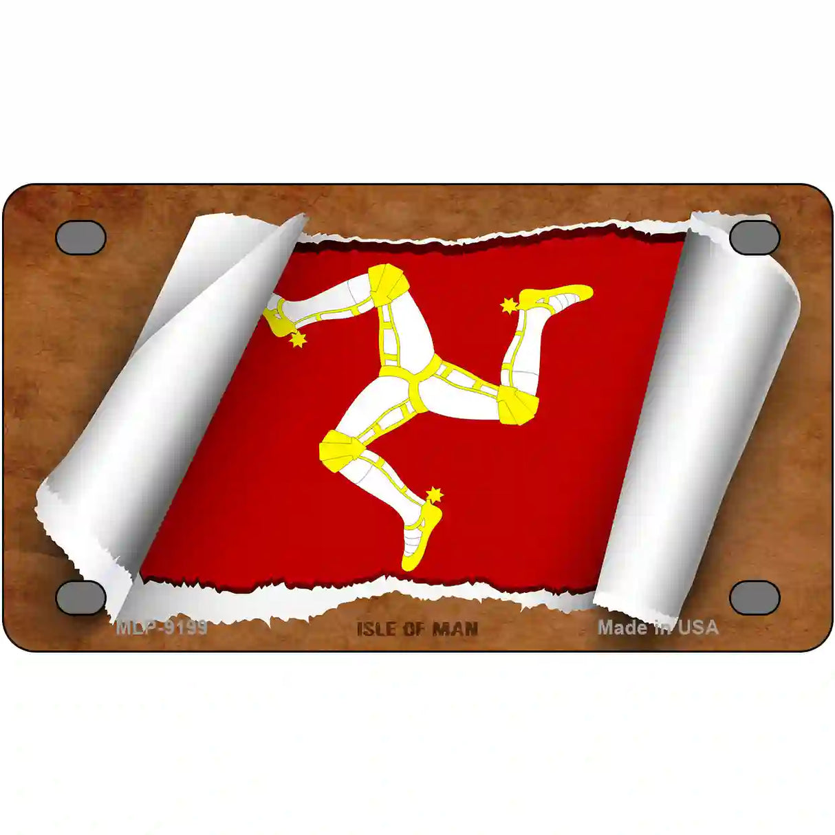 Isle of Man Flag Scroll Metal Novelty License Plate 4" x 2.2" (MLP)