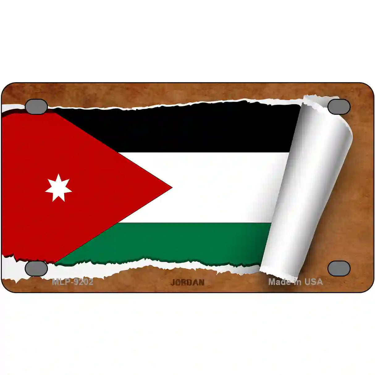 Jordan Flag Scroll Metal Novelty License Plate 4" x 2.2" (MLP)