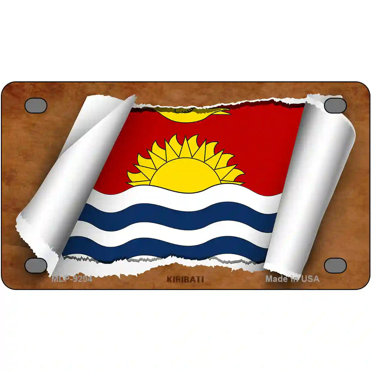 Kiribati Flag Scroll Metal Novelty License Plate 4" x 2.2" (MLP)