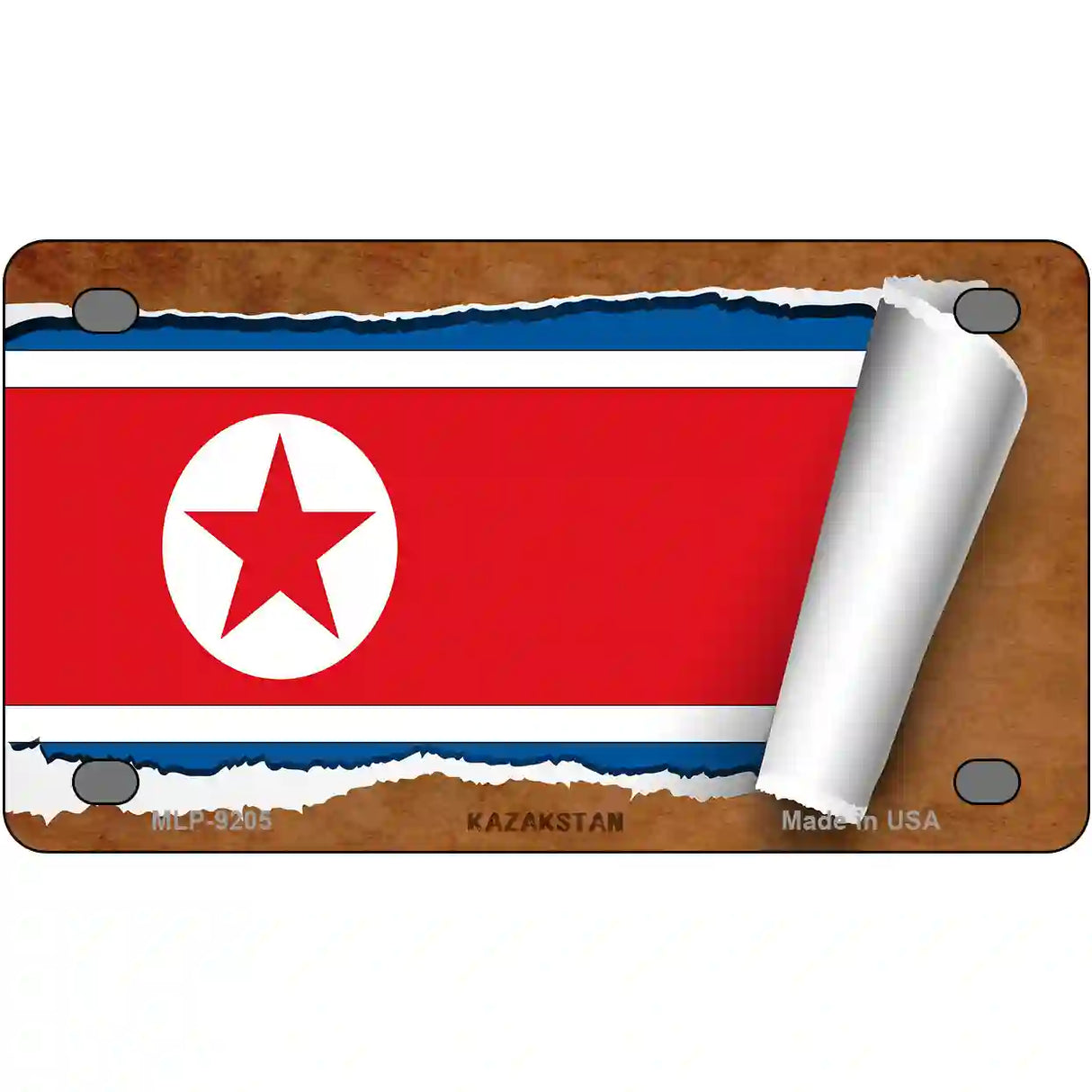 North Korea Flag Scroll Metal Novelty License Plate 4" x 2.2" (MLP)