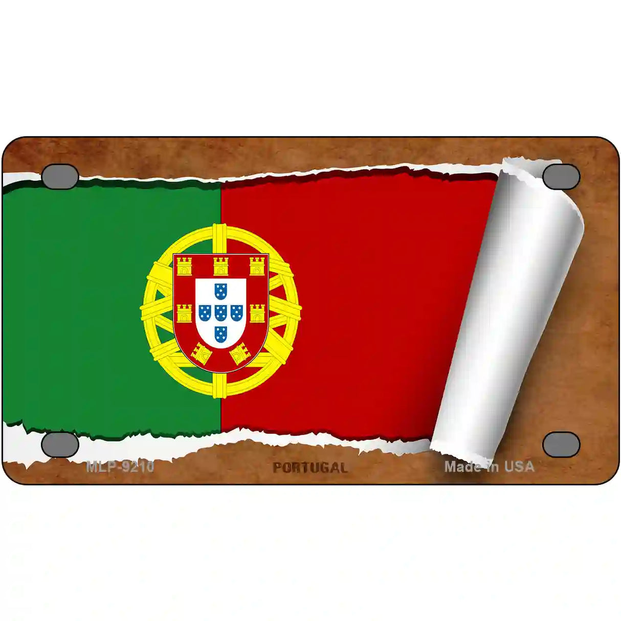 Portugal Flag Scroll Metal Novelty License Plate 4" x 2.2" (MLP)