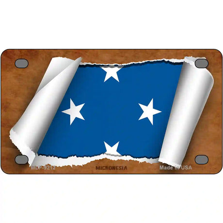 Micronesia Flag Scroll Metal Novelty License Plate 4" x 2.2" (MLP)