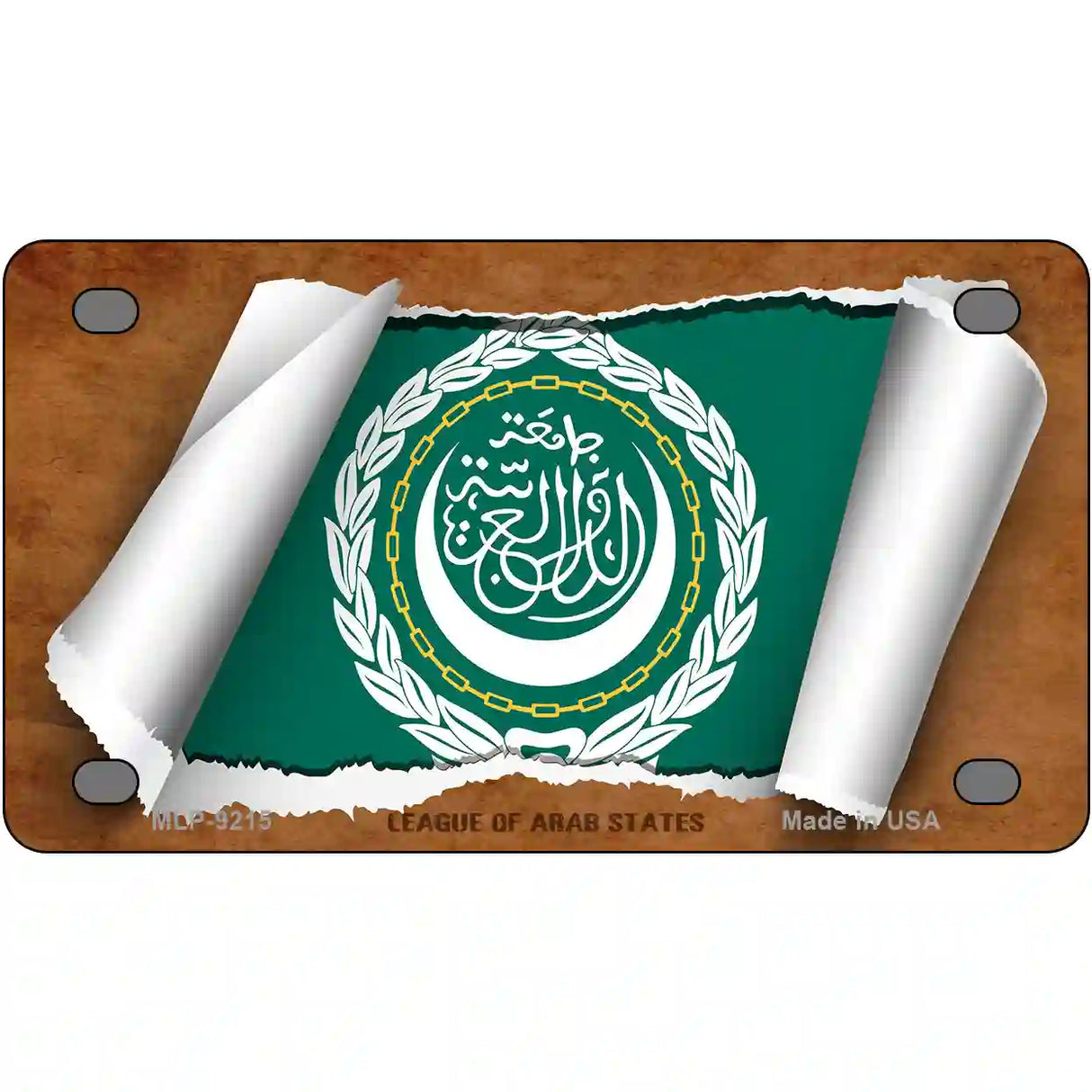 League of Arab States Flag Scroll Metal Novelty License Plate 4" x 2.2" (MLP)