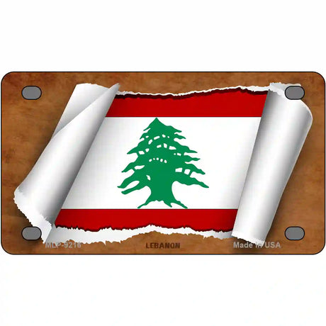 Lebanon Flag Scroll Metal Novelty License Plate 4" x 2.2" (MLP)