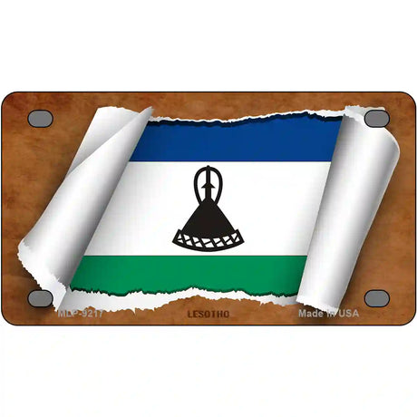 Lesotho Flag Scroll Metal Novelty License Plate 4" x 2.2" (MLP)