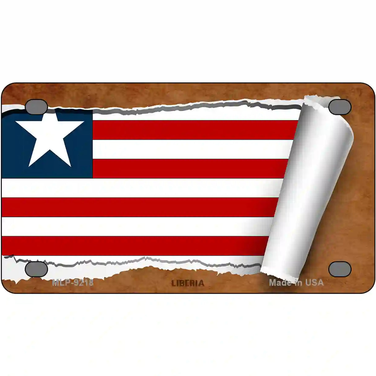 Liberia Flag Scroll Metal Novelty License Plate 4" x 2.2" (MLP)