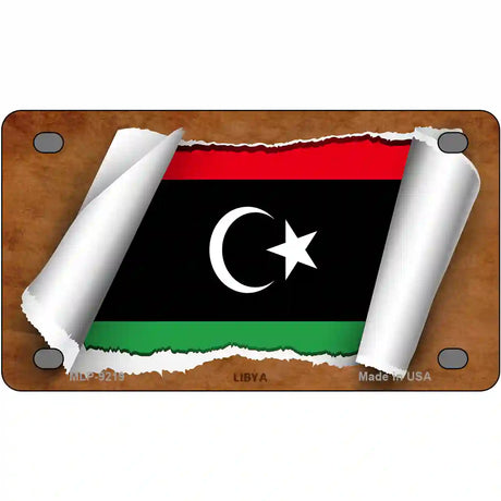 Libya Flag Scroll Metal Novelty License Plate 4" x 2.2" (MLP)