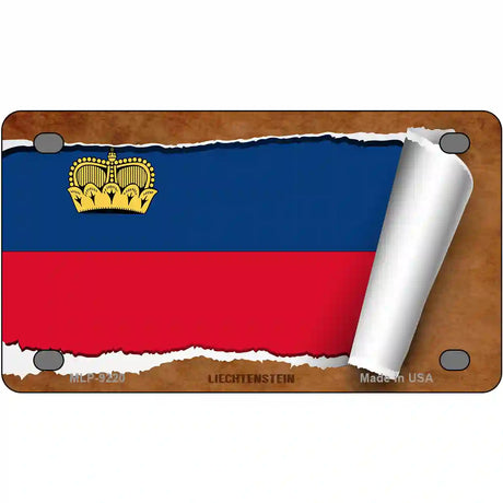 Liechtenstein Flag Scroll Metal Novelty License Plate 4" x 2.2" (MLP)