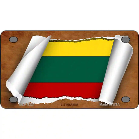 Lithuania Flag Scroll Metal Novelty License Plate 4" x 2.2" (MLP)