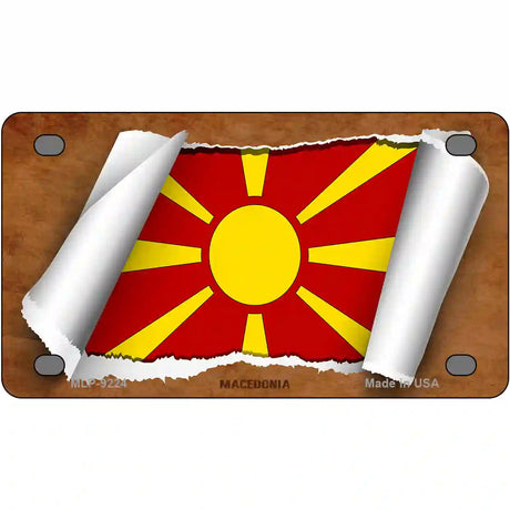 Macedonia Flag Scroll Metal Novelty License Plate 4" x 2.2" (MLP)