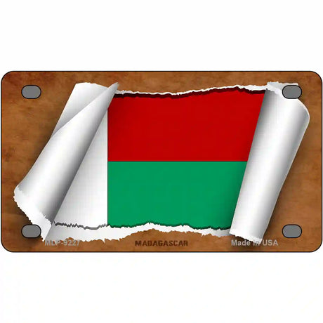 Madagascar Flag Scroll Metal Novelty License Plate 4" x 2.2" (MLP)