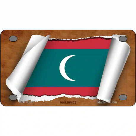 Maldives Flag Scroll Metal Novelty License Plate 4" x 2.2" (MLP)