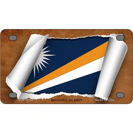 Marshall Islands Flag Scroll Metal Novelty License Plate 4" x 2.2" (MLP)