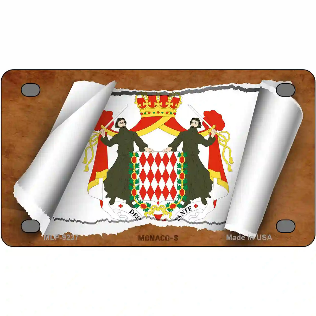 Monaco Country Flag Scroll Metal Novelty License Plate 4" x 2.2" (MLP)