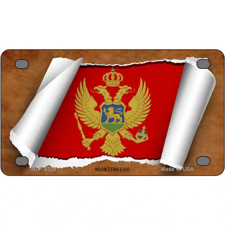 Montenegro Flag Scroll Metal Novelty License Plate 4" x 2.2" (MLP)