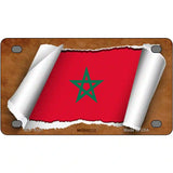 Morocco Flag Scroll Metal Novelty License Plate 4" x 2.2" (MLP)