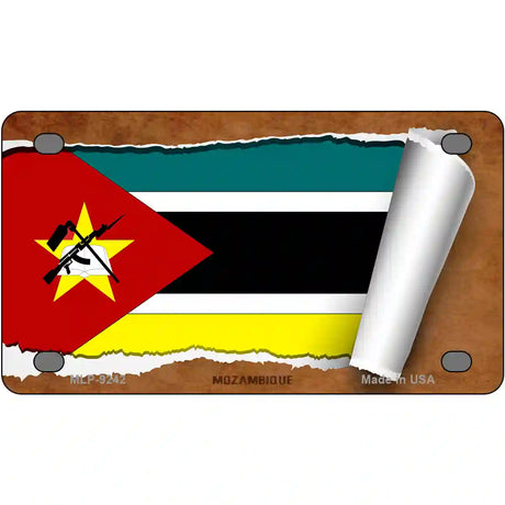 Mozambique Flag Scroll Metal Novelty License Plate 4" x 2.2" (MLP)