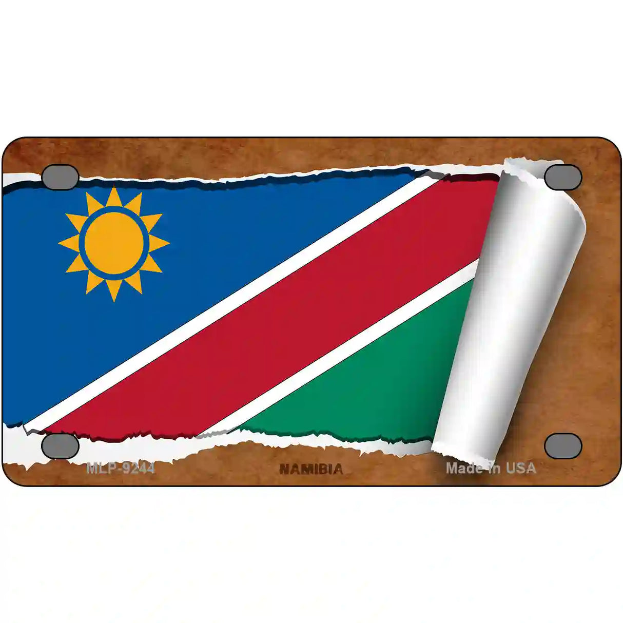 Namibia Flag Scroll Metal Novelty License Plate 4" x 2.2" (MLP)