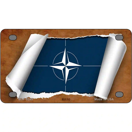 Nato Flag Scroll Metal Novelty License Plate 4" x 2.2" (MLP)