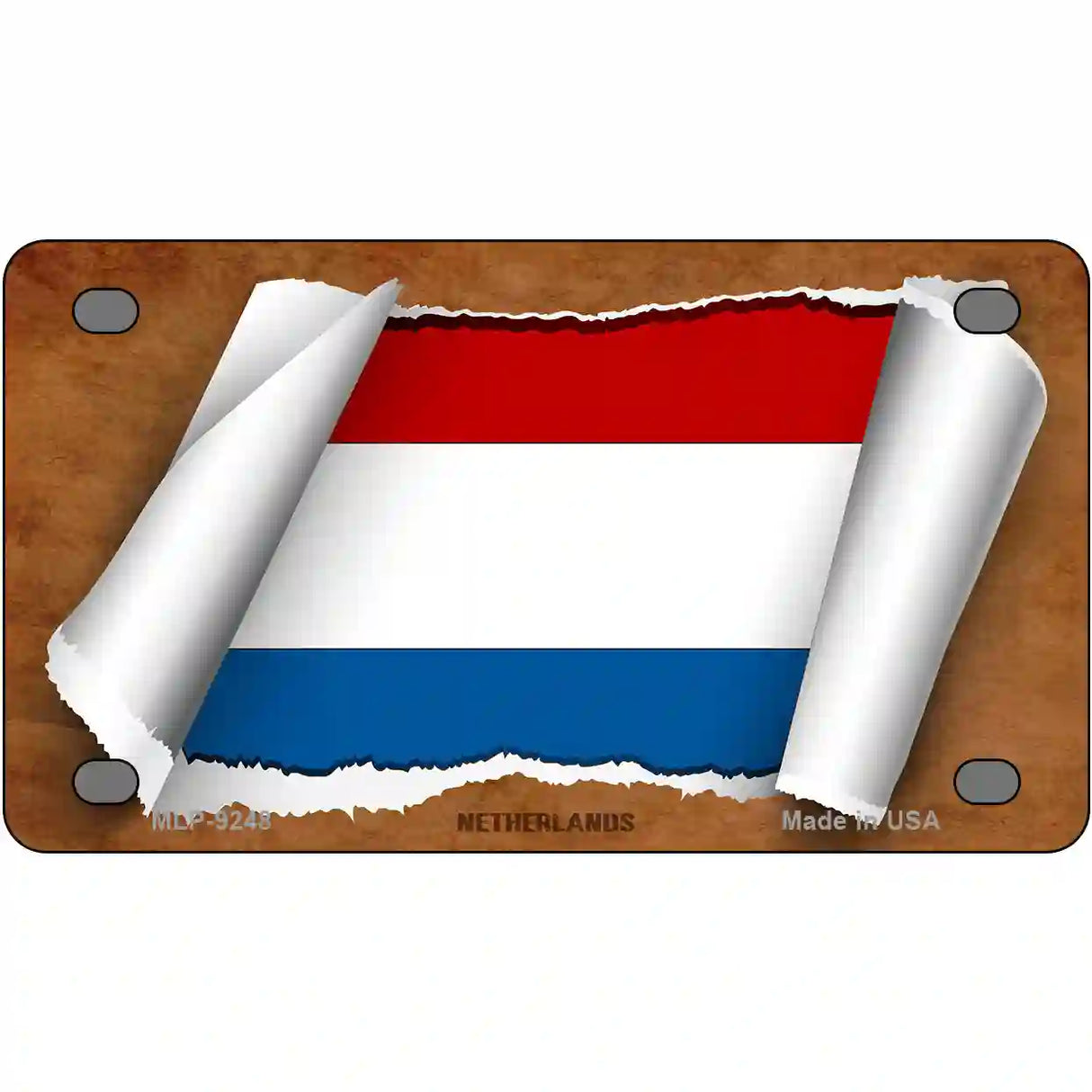 Netherlands Flag Scroll Metal Novelty License Plate 4" x 2.2" (MLP)