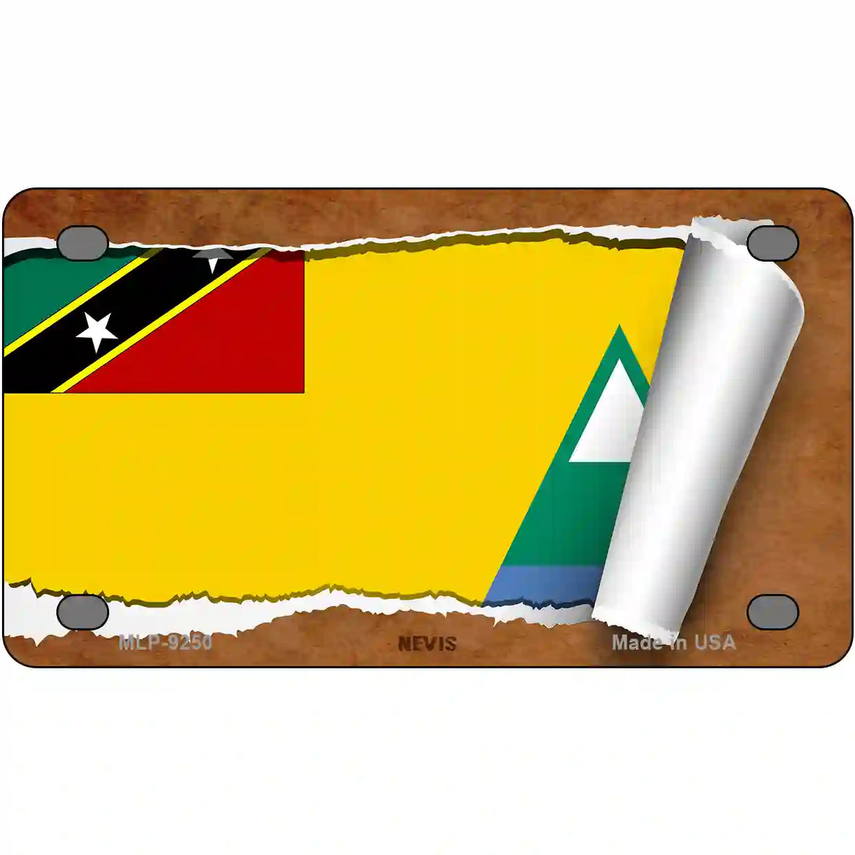 Nevis Flag Scroll Metal Novelty License Plate 4" x 2.2" (MLP)